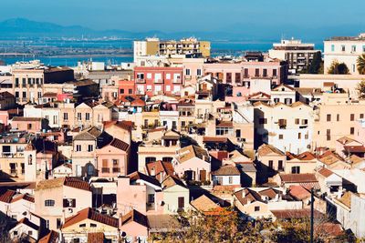 High angle view of townscape against sky