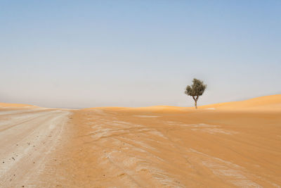 Scenic view of desert against clear sky