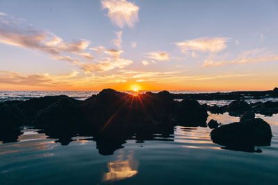 Scenic view of dramatic sky during sunset