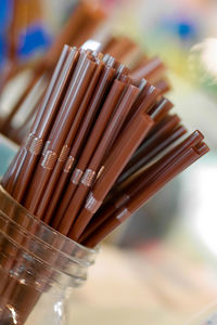 Close-up of beauty products in container