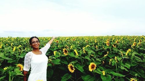 Woman standing on field