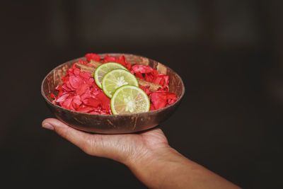 Close-up of hand holding food