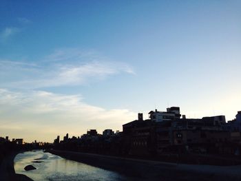 View of road along buildings