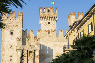 Low angle view of historic sirmione castle