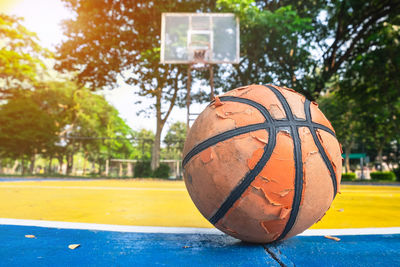 Close-up of basketball hoop