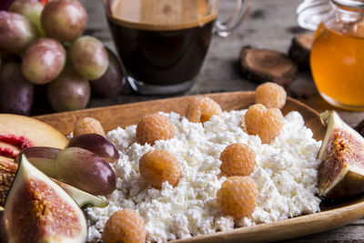 High angle view of food on table