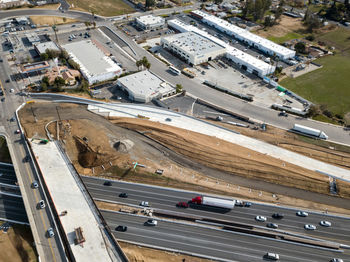 High angle view of highway in city