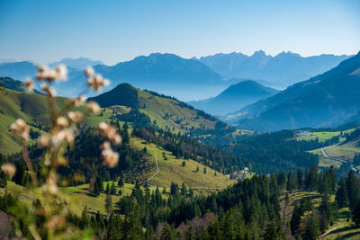 Scenic view of mountains against sky