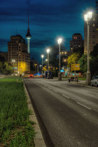 View of illuminated city at night