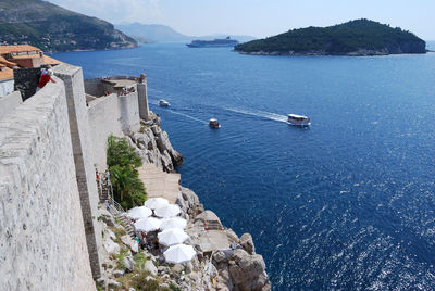 High angle view of sea against sky