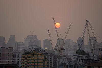 Pm2.5 unhealthy air pollution dust smoke in the urban city bangkok