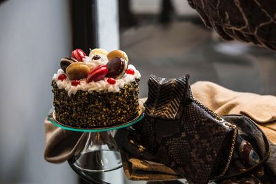 Close-up of cake on table