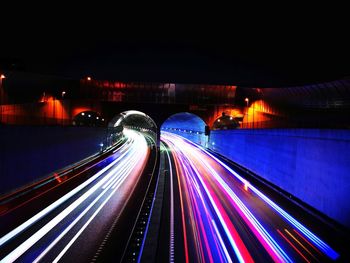 Light trails on highway at night