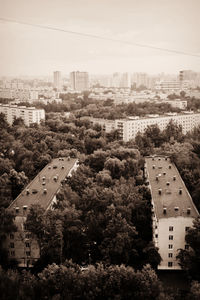 High angle view of buildings in city