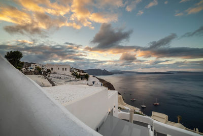 Panoramic view of sea against sky during sunset