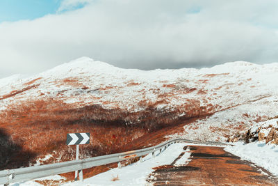 Snow covered mountain against sky