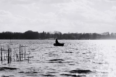 Boat sailing in river