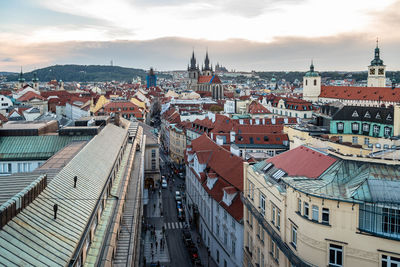 High angle view of townscape against sky