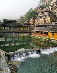 River flowing through building