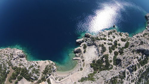 Aerial view of beach during sunny day