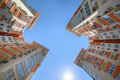 Low angle view of buildings against clear sky