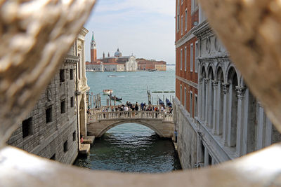Venice canal from a window on ponte dei sospiri