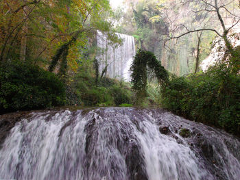 Scenic view of waterfall