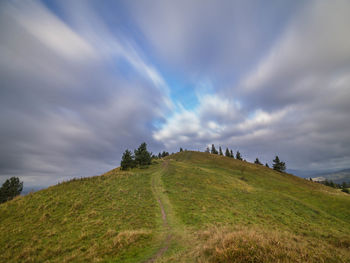 Scenic view of land against sky