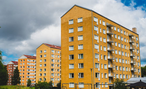 Low angle view of buildings against sky