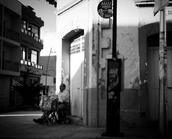 People in front of building