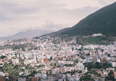 High angle view of townscape against sky