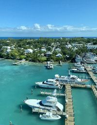 High angle view of marina