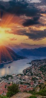 Scenic view of mountains against sky during sunset
