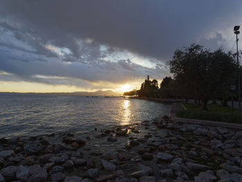 Scenic view of sea against sky during sunset