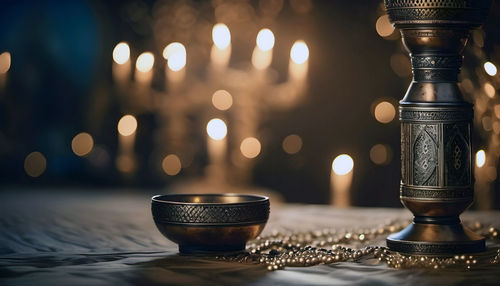 Close-up of trophy on table