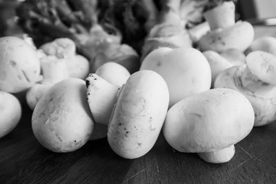 Close-up of mushrooms on table