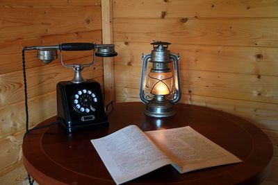 High angle view of books on table at home