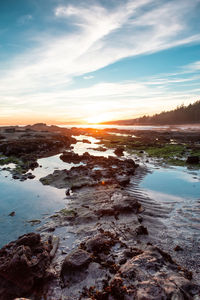 Scenic view of sea against sky during sunset