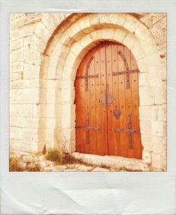 Closed door of old building