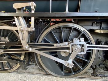 Close-up of train on railroad track