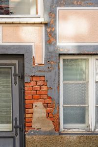 Closed door of building