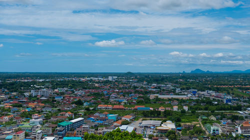 High angle view of townscape against sky