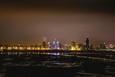 Illuminated city at night