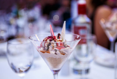 Close-up of dessert in martini glass