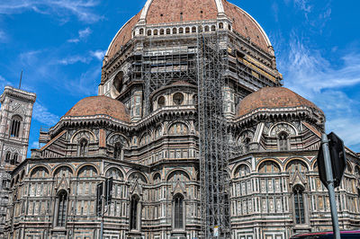 Low angle view of temple building against sky