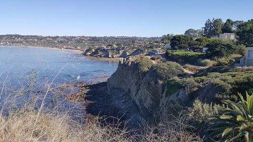 Scenic view of sea against clear sky