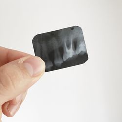 Close-up of hand holding over white background