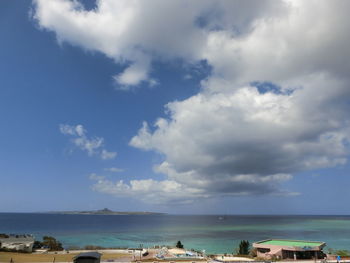 Scenic view of sea against cloudy sky