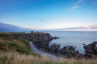 Scenic view of sea against sky at sunset