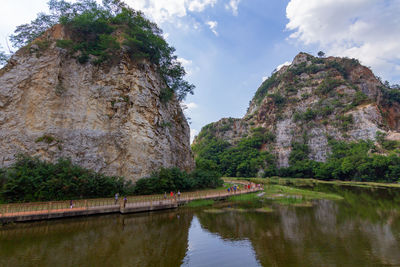 Scenic view of lake against sky